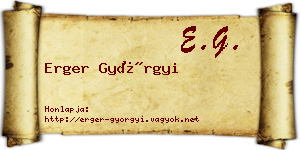 Erger Györgyi névjegykártya